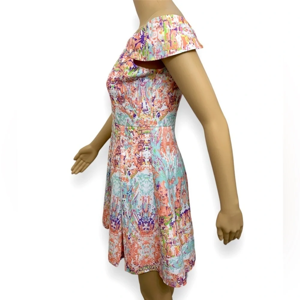 Gianni Bini Orchid Blossom Fit & Flare Pleated Cocktail Mini Dress Size S - Picture 8 of 14